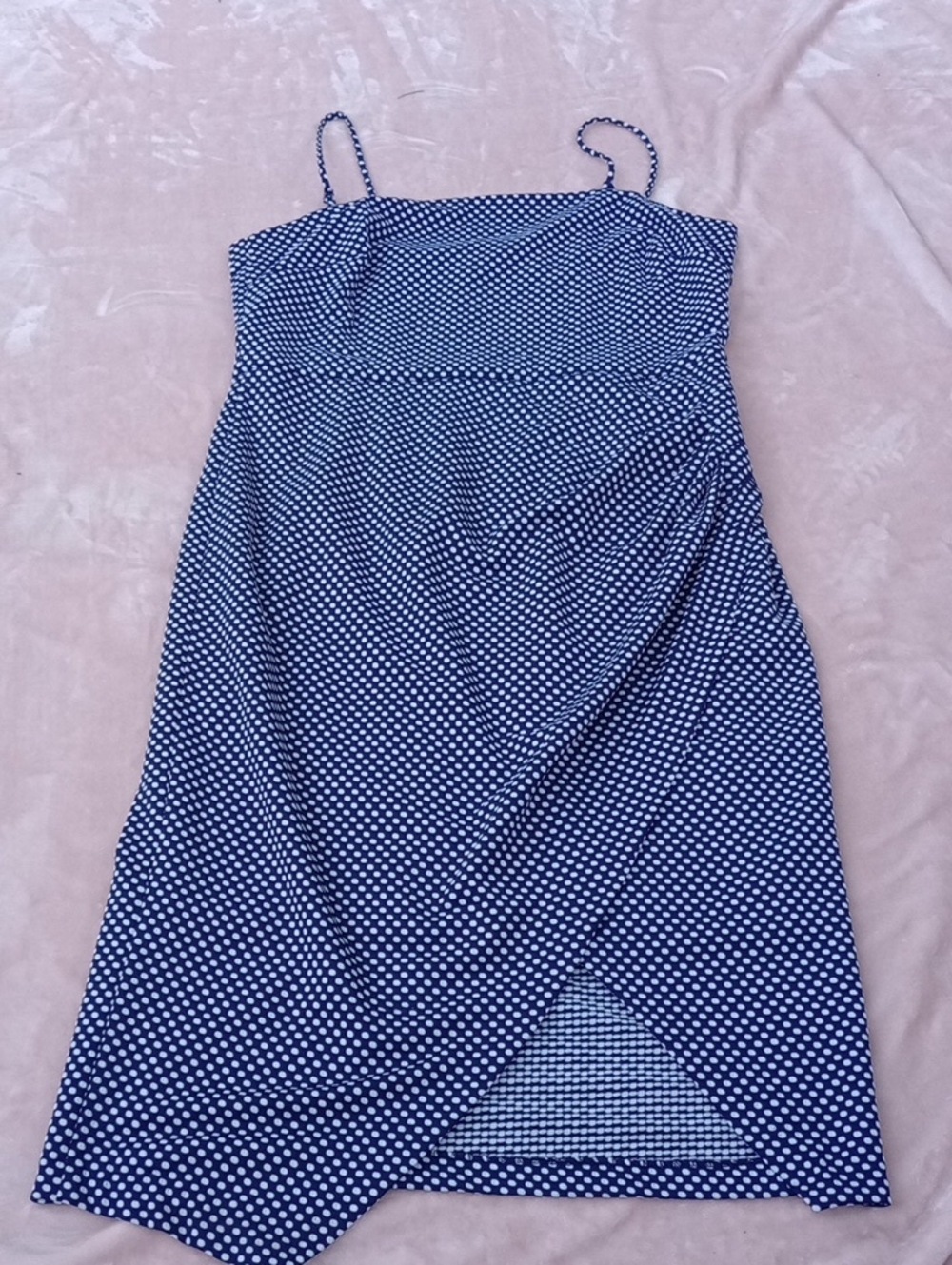 Betsey‎ John's Navy Polka Dot Spaghetti Strap Midi Dress